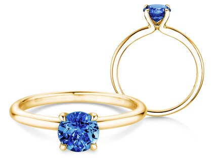 Geburtsstein-Ring Classic 4 September in 14K Gelbgold mit Saphir 1,00ct