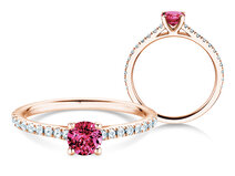 Geburtsstein-Ring Pure Colour Januar in 18K Roségold mit Granat 0,50ct und Diamanten 0,26ct