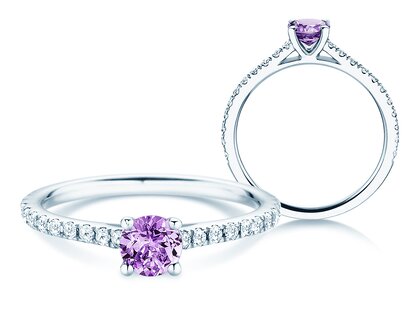 Geburtsstein-Ring Pure Colour Februar in Platin 950/- mit Amethyst 0,50ct und Diamanten 0,26ct