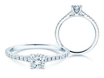 Geburtsstein-Ring Pure Colour April in 9K Weißgold mit Diamant 0,50ct und Diamanten 0,26ct