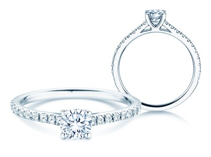 Geburtsstein-Ring Pure Colour April in 9K Weißgold mit Diamant 0,50ct und Diamanten 0,26ct