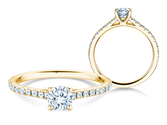Geburtsstein-Ring Pure Colour April in 9K Weißgold mit Diamant 0,50ct und Diamanten 0,26ct