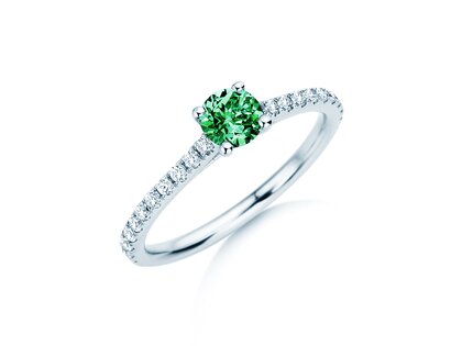 Geburtsstein-Ring Pure Colour Mai in 9K Weißgold mit Smaragd 0,50ct und Diamanten 0,26ct
