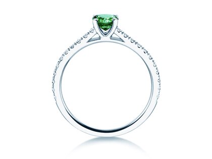 Geburtsstein-Ring Pure Colour Mai in 9K Weißgold mit Smaragd 0,50ct und Diamanten 0,26ct