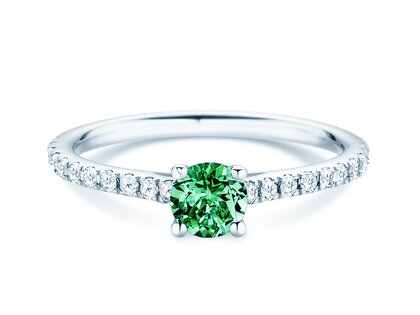 Geburtsstein-Ring Pure Colour Mai in 9K Weißgold mit Smaragd 0,50ct und Diamanten 0,26ct