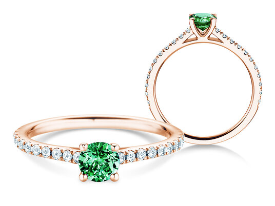 Geburtsstein-Ring Pure Colour Mai in 9K Weißgold mit Smaragd 0,50ct und Diamanten 0,26ct