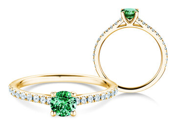 Geburtsstein-Ring Pure Colour Mai in 9K Weißgold mit Smaragd 0,50ct und Diamanten 0,26ct
