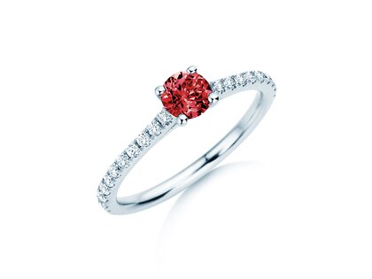 Geburtsstein-Ring Pure Colour Juli in 9K Weißgold mit Rubin 0,50ct und Diamanten 0,26ct