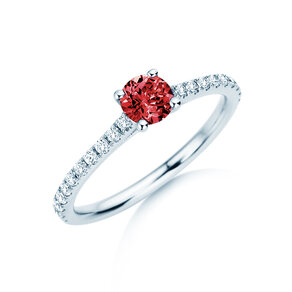 Geburtsstein-Ring Pure Colour Juli in 9K Weißgold mit Rubin 0,50ct und Diamanten 0,26ct