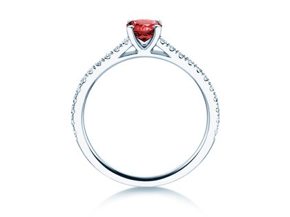 Geburtsstein-Ring Pure Colour Juli in 9K Weißgold mit Rubin 0,50ct und Diamanten 0,26ct