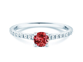 Geburtsstein-Ring Pure Colour Juli in 9K Weißgold mit Rubin 0,50ct und Diamanten 0,26ct