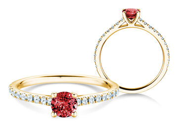 Geburtsstein-Ring Pure Colour Juli in 9K Weißgold mit Rubin 0,50ct und Diamanten 0,26ct