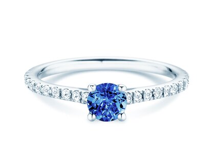Geburtsstein-Ring Pure Colour September in 9K Weißgold mit Saphir 0,50ct und Diamanten 0,26ct