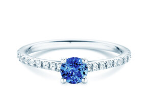 Geburtsstein-Ring Pure Colour September in 9K Weißgold mit Saphir 0,50ct und Diamanten 0,26ct