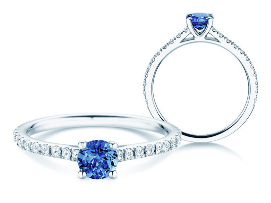 Geburtsstein-Ring Pure Colour September in 9K Weißgold mit Saphir 0,50ct und Diamanten 0,26ct