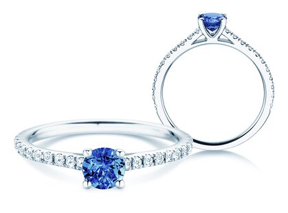 Geburtsstein-Ring Pure Colour September in 9K Weißgold mit Saphir 0,50ct und Diamanten 0,26ct