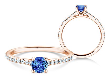 Geburtsstein-Ring Pure Colour September in 9K Roségold mit Saphir 0,50ct und Diamanten 0,26ct