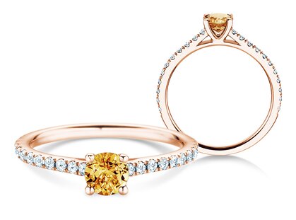 Geburtsstein-Ring Pure Colour November in 18K Roségold mit Citrin 0,50ct und Diamanten 0,26ct