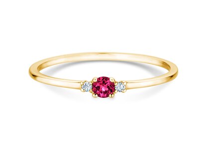 Geburtsstein-Ring Vivid Petite Januar in 14K Gelbgold mit Granat 0,11ct und Diamanten 0,02ct