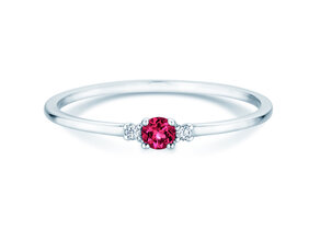 Geburtsstein-Ring Vivid Petite Januar in 14K Weißgold mit Granat 0,11ct und Diamanten 0,02ct