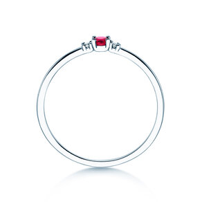 Geburtsstein-Ring Vivid Petite Januar in 14K Weißgold mit Granat 0,11ct und Diamanten 0,02ct