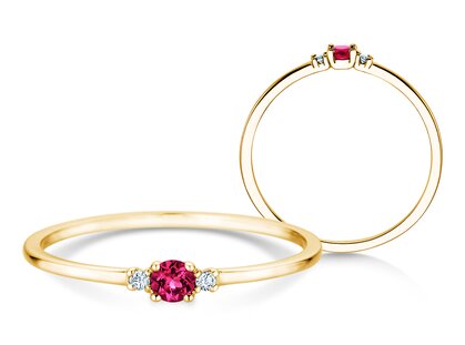 Geburtsstein-Ring Vivid Petite in 14K Gelbgold mit Granat 0,11ct