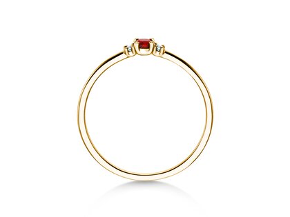 Geburtsstein-Ring Vivid Petite Juli in 9K Gelbgold mit Rubin 0,11ct und Diamanten 0,02ct