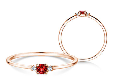 Geburtsstein-Ring Vivid Petite Juli in 9K Weißgold mit Rubin 0,11ct und Diamanten 0,02ct