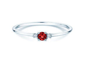 Geburtsstein-Ring Vivid Petite Juli in 9K Weißgold mit Rubin 0,11ct und Diamanten 0,02ct
