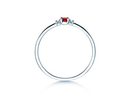 Geburtsstein-Ring Vivid Petite Juli in 9K Weißgold mit Rubin 0,11ct und Diamanten 0,02ct