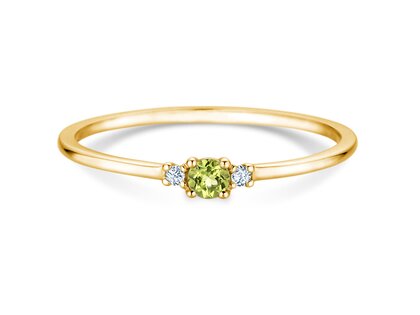 Geburtsstein-Ring Vivid Petite August in 14K Gelbgold mit Peridot 0,10ct und Diamanten 0,02ct