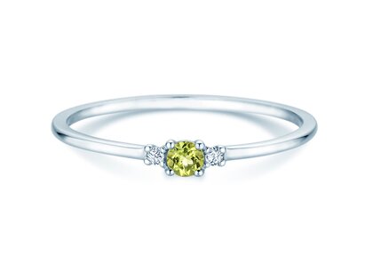 Geburtsstein-Ring Vivid Petite August in 14K Weißgold mit Peridot 0,10ct und Diamanten 0,02ct