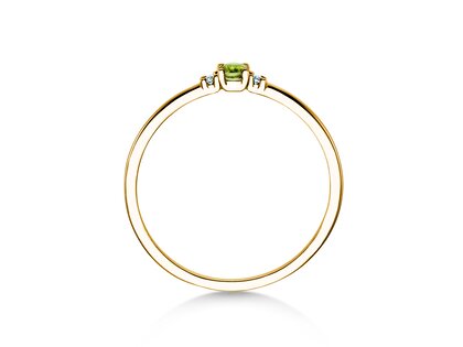 Geburtsstein-Ring Vivid Petite August in 14K Gelbgold mit Peridot 0,10ct und Diamanten 0,02ct