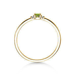 Geburtsstein-Ring Vivid Petite August in 14K Gelbgold mit Peridot 0,10ct und Diamanten 0,02ct