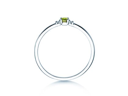 Geburtsstein-Ring Vivid Petite August in 14K Weißgold mit Peridot 0,10ct und Diamanten 0,02ct
