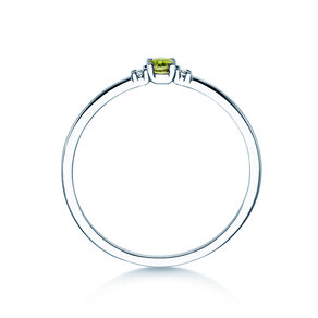Geburtsstein-Ring Vivid Petite August in 14K Weißgold mit Peridot 0,10ct und Diamanten 0,02ct