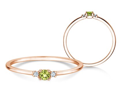 Geburtsstein-Ring Vivid Petite in 14K Roségold mit Peridot 0,10ct