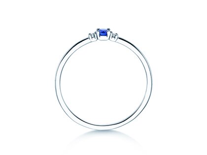 Geburtsstein-Ring Vivid Petite September in 9K Weißgold mit Saphir 0,10ct und Diamanten 0,02ct