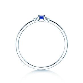 Geburtsstein-Ring Vivid Petite September in 9K Weißgold mit Saphir 0,10ct und Diamanten 0,02ct