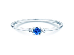 Geburtsstein-Ring Vivid Petite September in 9K Weißgold mit Saphir 0,10ct und Diamanten 0,02ct