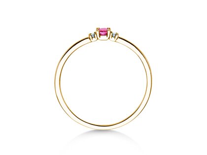 Geburtsstein-Ring Vivid Petite Oktober in 14K Gelbgold mit Pinker Turmalin 0,09ct und Diamanten 0,02ct