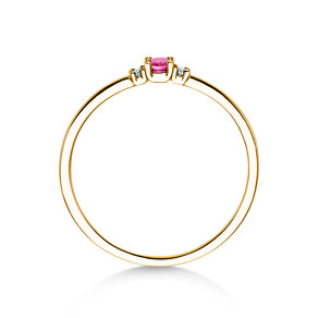 Geburtsstein-Ring Vivid Petite Oktober in 14K Gelbgold mit Pinker Turmalin 0,09ct und Diamanten 0,02ct
