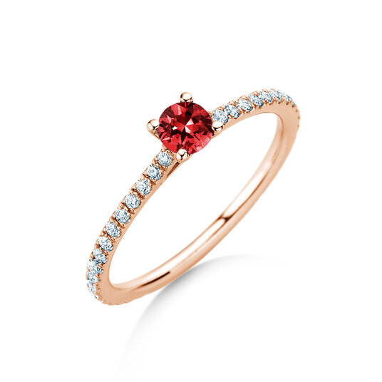 Verlobungsring Bright in 9K Roségold mit Rubin 0,20ct und Diamanten 0,27ct