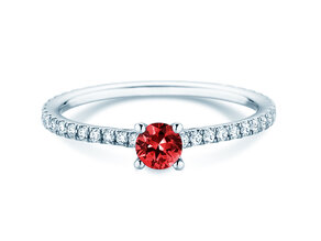 Verlobungsring Bright in 9K Weißgold mit Rubin 0,25ct und Diamanten 0,27ct