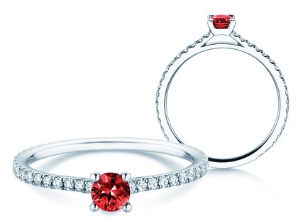 Verlobungsring Bright in 9K Weißgold mit Rubin 0,25ct und Diamanten 0,27ct