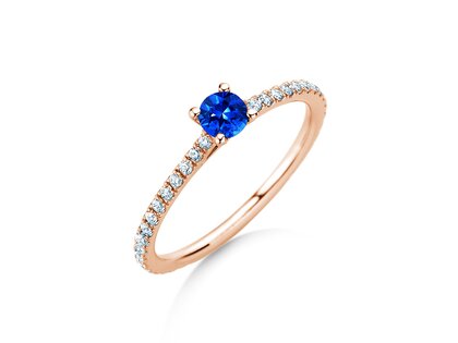 Verlobungsring Bright in 14K Roségold mit Saphir 0,20ct und Diamanten 0,27ct