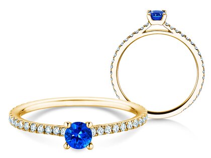 Verlobungsring Bright in 9K Gelbgold mit Saphir 0,20ct und Diamanten 0,27ct
