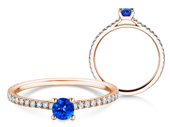 Verlobungsring Bright in 14K Roségold mit Saphir 0,20ct und Diamanten 0,27ct