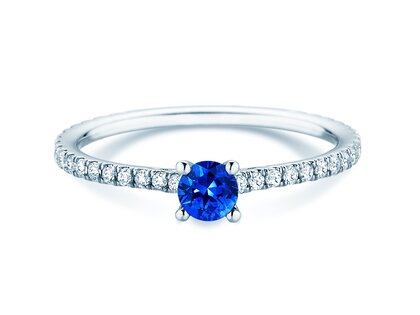 Verlobungsring Bright in 9K Weißgold mit Saphir 0,20ct und Diamanten 0,27ct