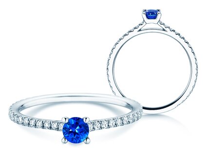 Verlobungsring Bright in Platin 950/- mit Saphir 0,20ct und Diamanten 0,27ct